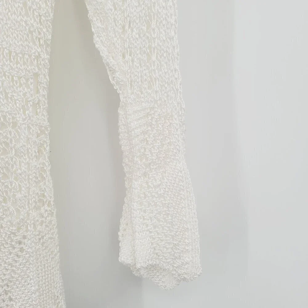 Emma James Ecru Crochet Lace Fishnet Sweater